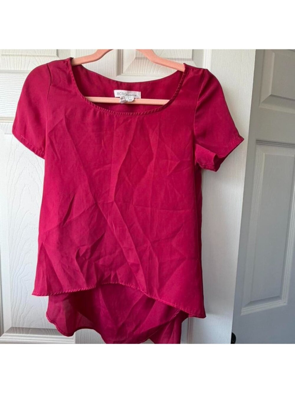 BCBGeneration Raspberry Pink Asymmetrical Blouse